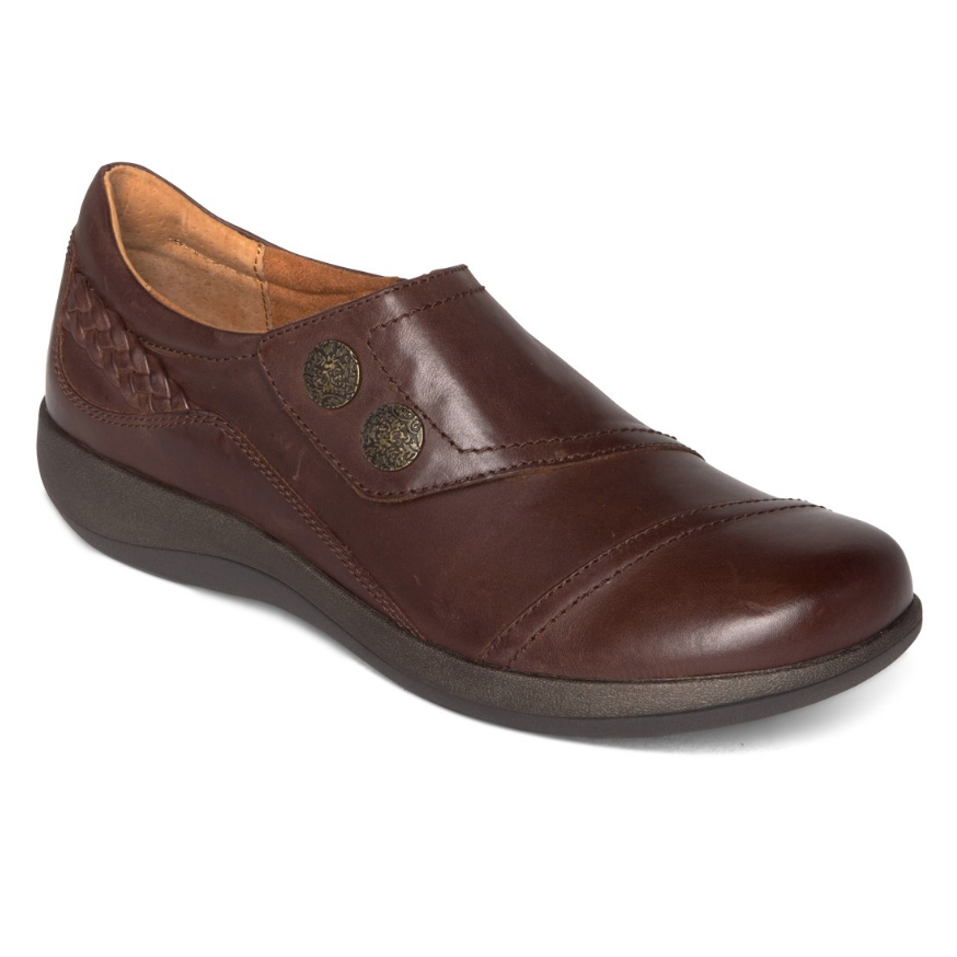 Aetrex Women�s Karina Monk Strap Brown Shoe Roads